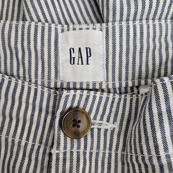 GAP Girlfriend Khaki Pants Blue Conductor Stripe High Rise Slim Straight Chino 6 - Picture 4 of 7